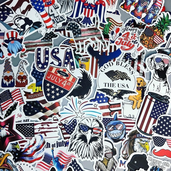 Celebrating The USA, 50 High Quality Patriotic Decal Stickers With Flags, Gnomes - Picture 2 of 16